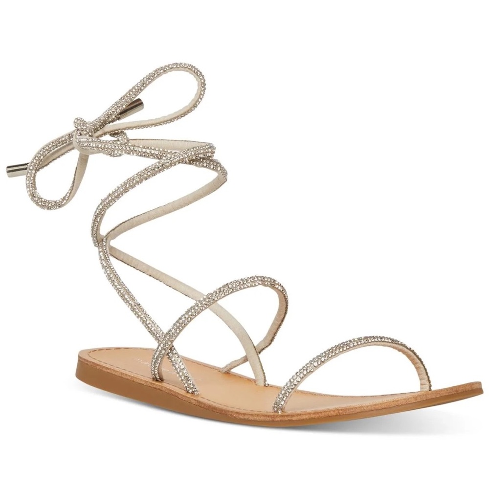 Madden Girl Ariela Rhinestone Ankle-Tie Rhinestone Flat Sandals